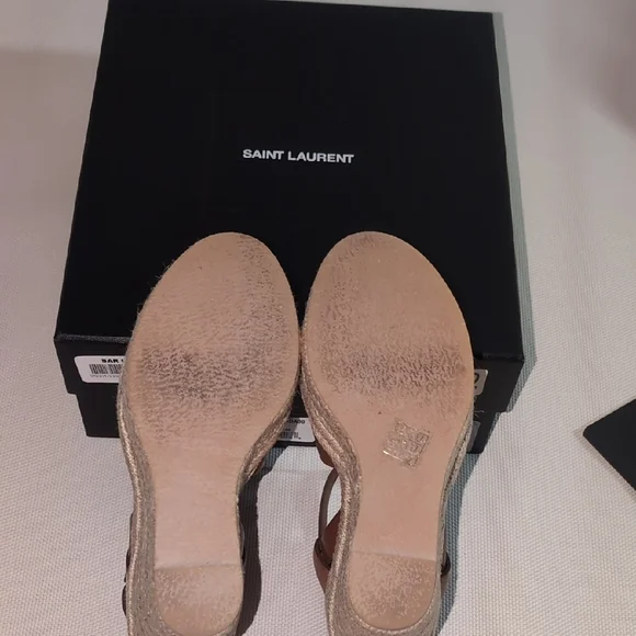 Saint Laurent Tribute Espadrille Wedge Sandals - Leather YSL - Picture 9 of 10